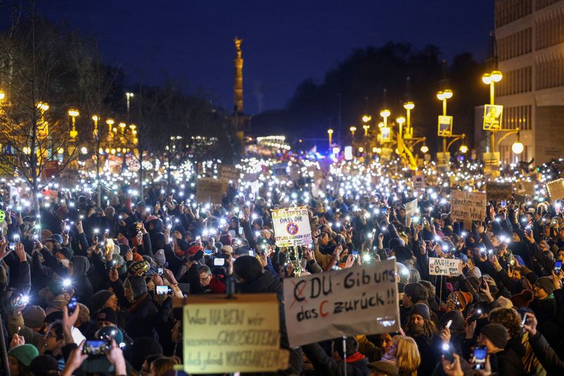 Tens of thousands protest in Berlin against proposed German immigration crackdown