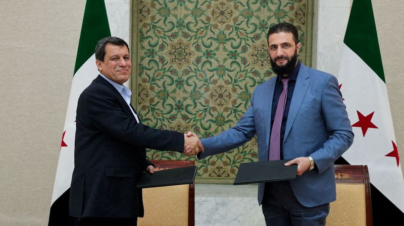 Syria's interim president signs deal with Kurdish-led SDF to merge forces