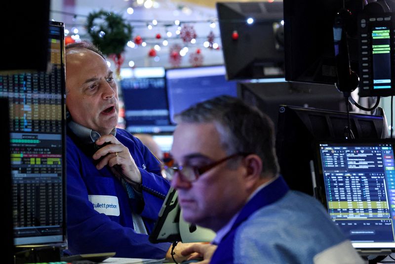 US stock futures inch down in thin trading, but Wall Street eyes yearly gains