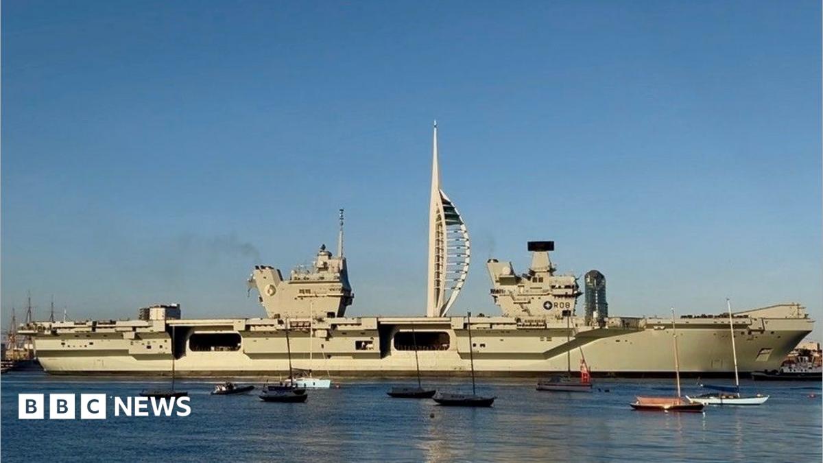 Royal Navy aircraft carrier departs for training