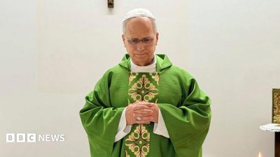 Pope pictured for first time since surgery as he says Mass at makeshift altar in hospital