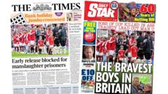 The Papers: 'Killers blocked from early release' and 'Harry should fund security'