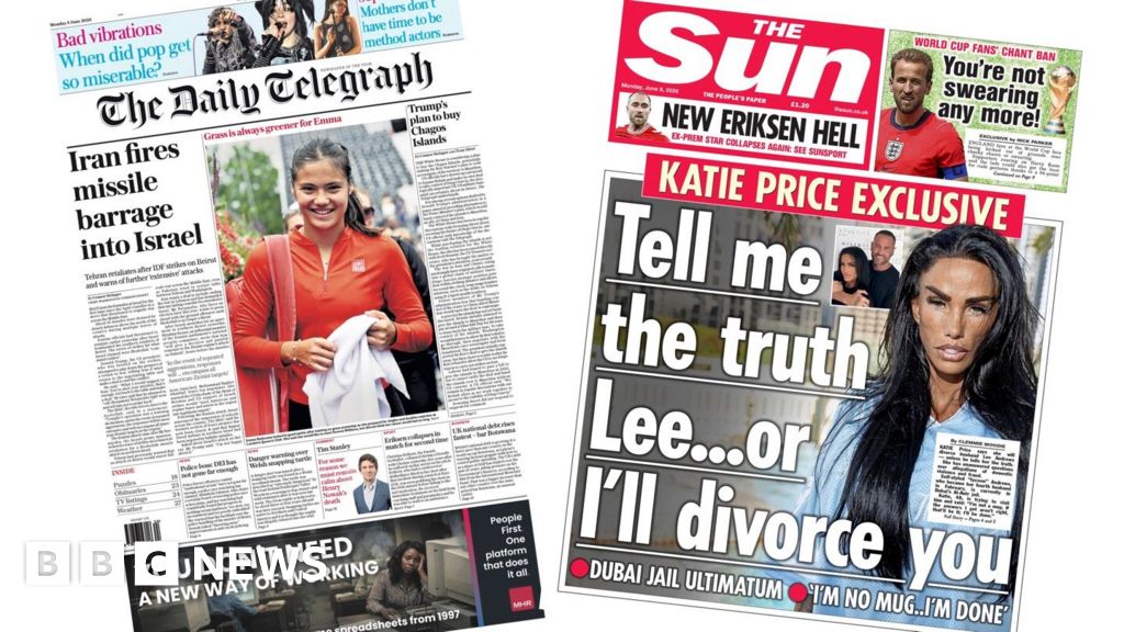 The Papers: 'Iran fires missile barrage' and 'New Eriksen hell'