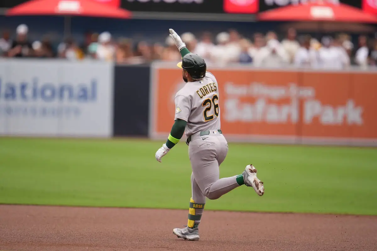 A’s beat Padres as Cortes homers, Kurtz reaches base for 47th straight game