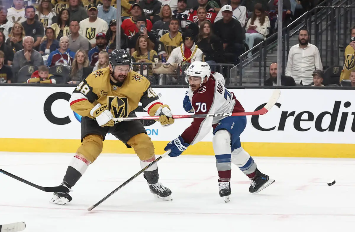 Knights notebook: Hertl’s timely goal, MacKinnon hobbled highlight Game 3