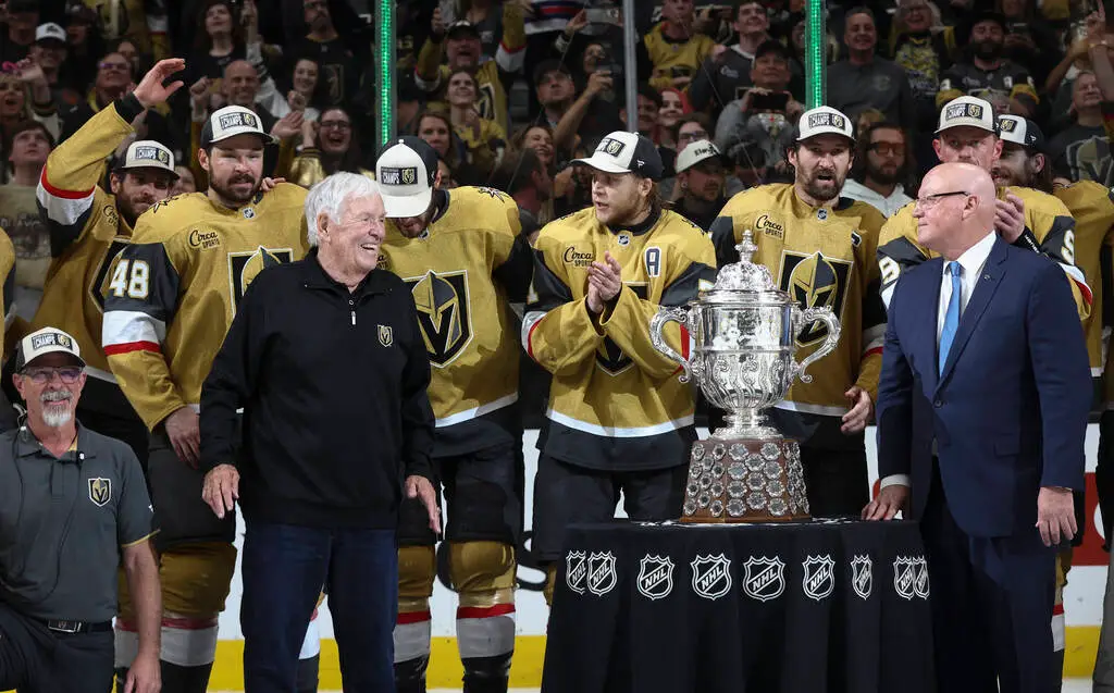‘Win the other one:’ Golden Knights avoid trophy after sweeping Avalanche
