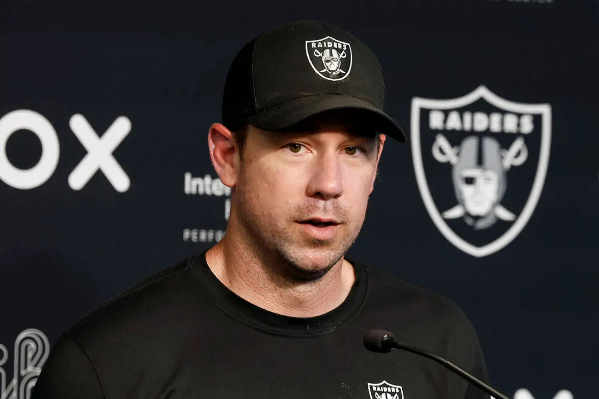 Las Vegas Raiders coach Klint Kubiak to address the media