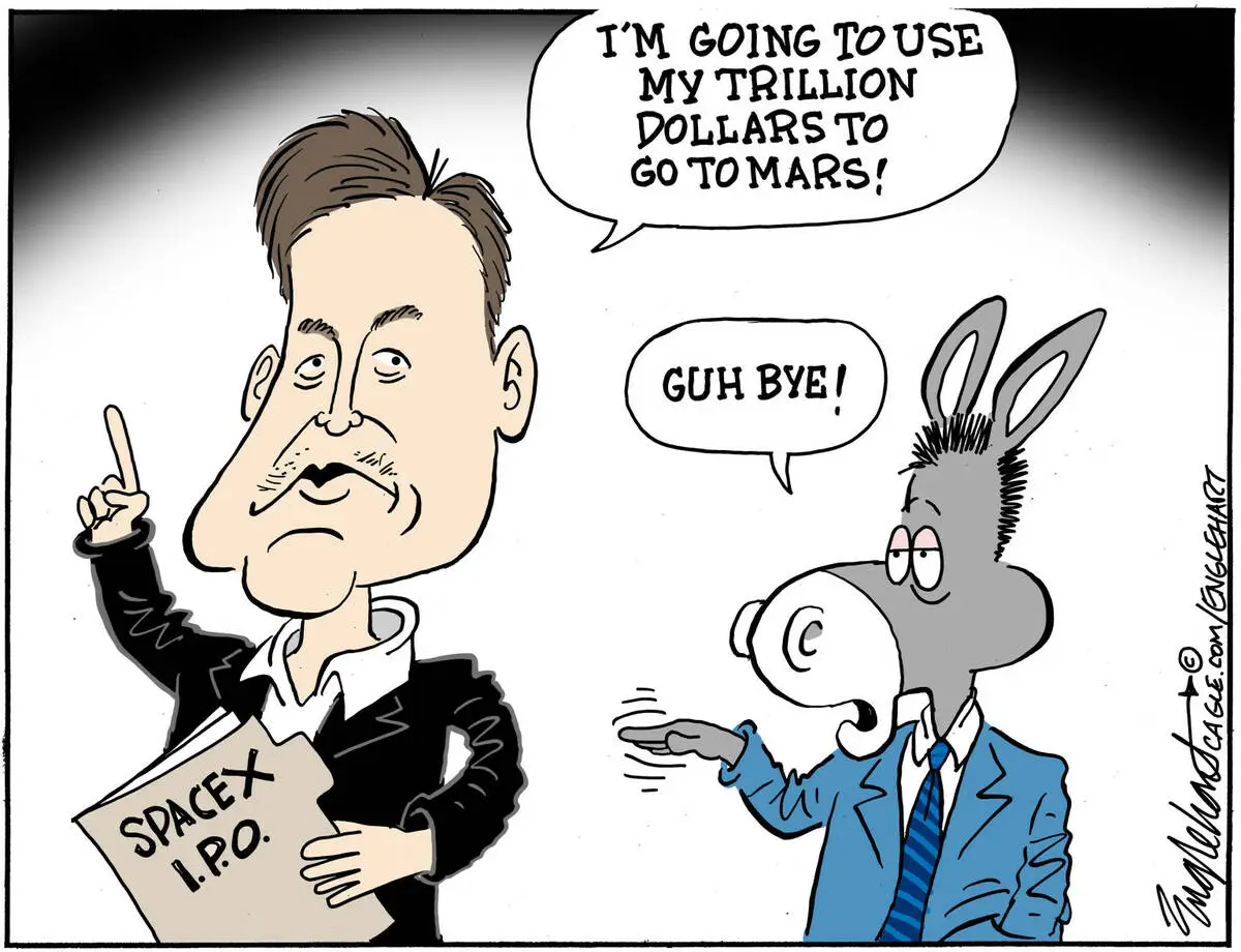 CARTOONS: What Democrats want Musk to do with his money
