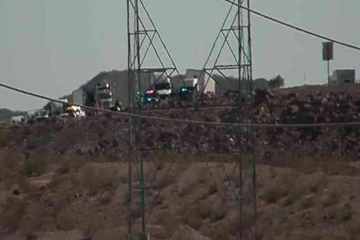 Crash involving 3 trucks shuts down northbound traffic on I-11