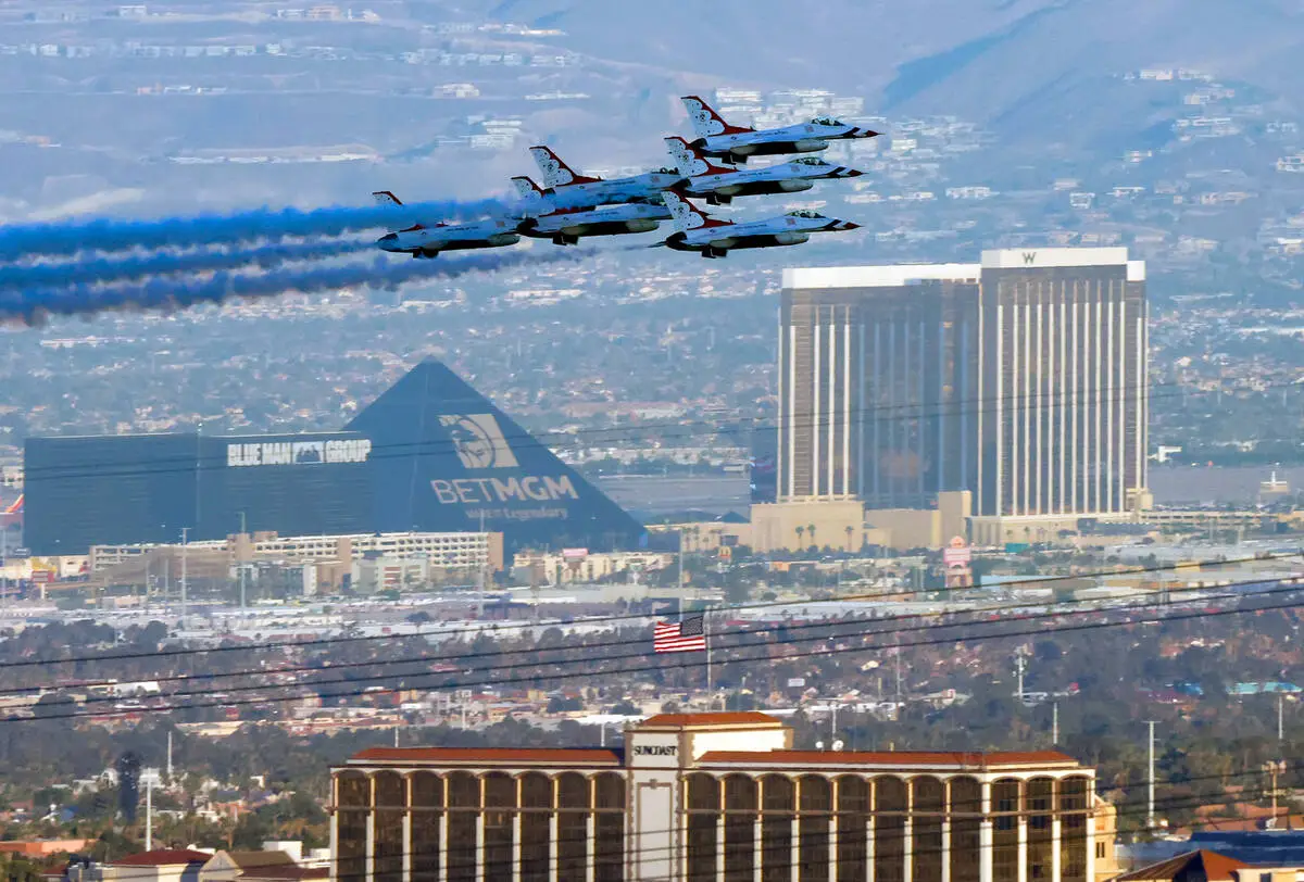 U.S. Air Force Thunderbirds perform flyover above Las Vegas Valley — PHOTOS