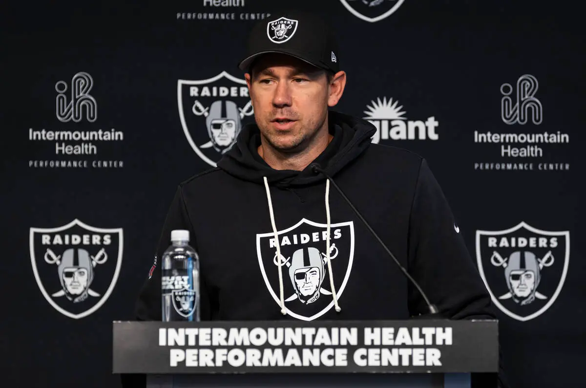 Raiders coach Klint Kubiak speaks with media after practice — WATCH LIVE