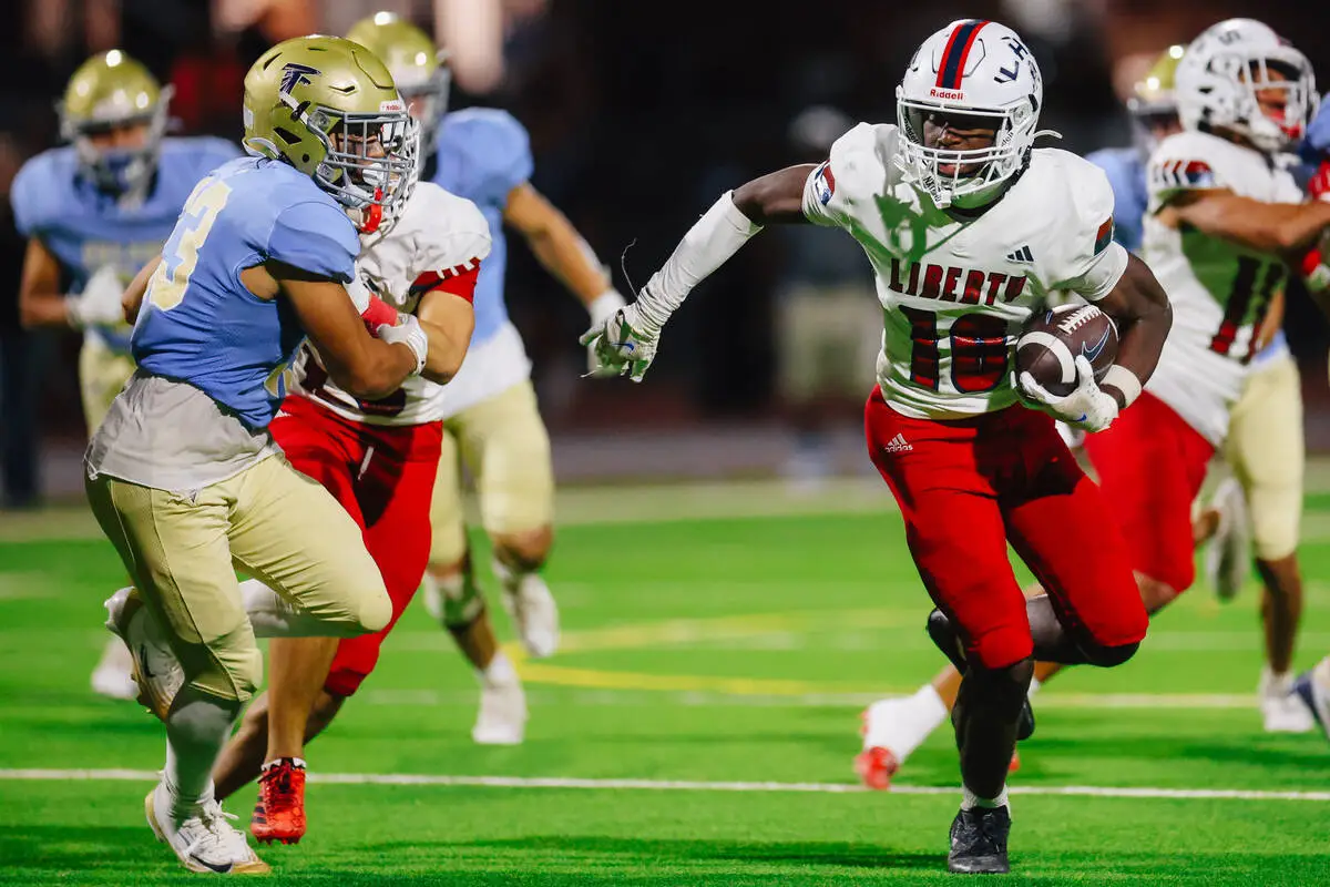 Prep football roundup: Liberty defense scores 2 TDs, blanks Las Vegas High